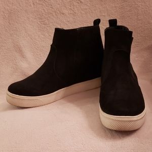 Suede black wedge heel bootie sneakers size 10